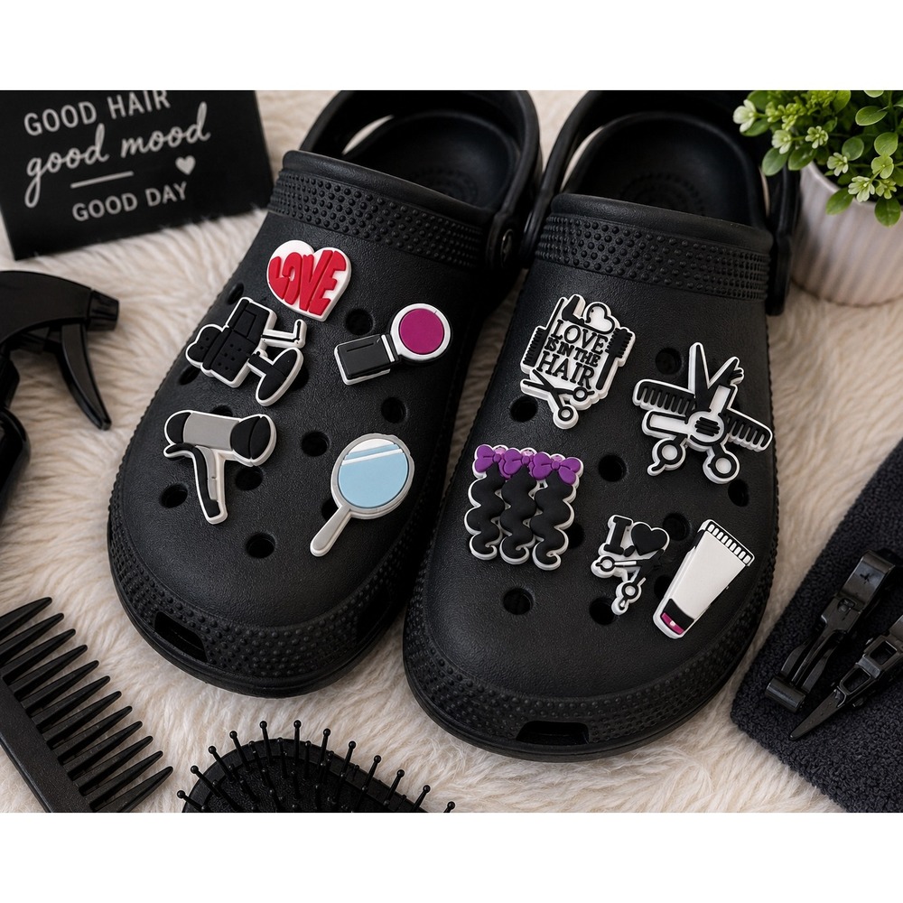 10PC Hair Stylist Shoe Charms Lot Cosmetology Salon Beauty Croc Accessories‎